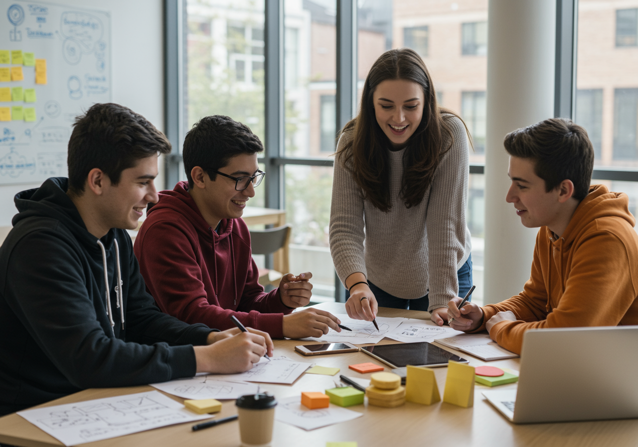 Entrepreneurs collaborating on their business ideas